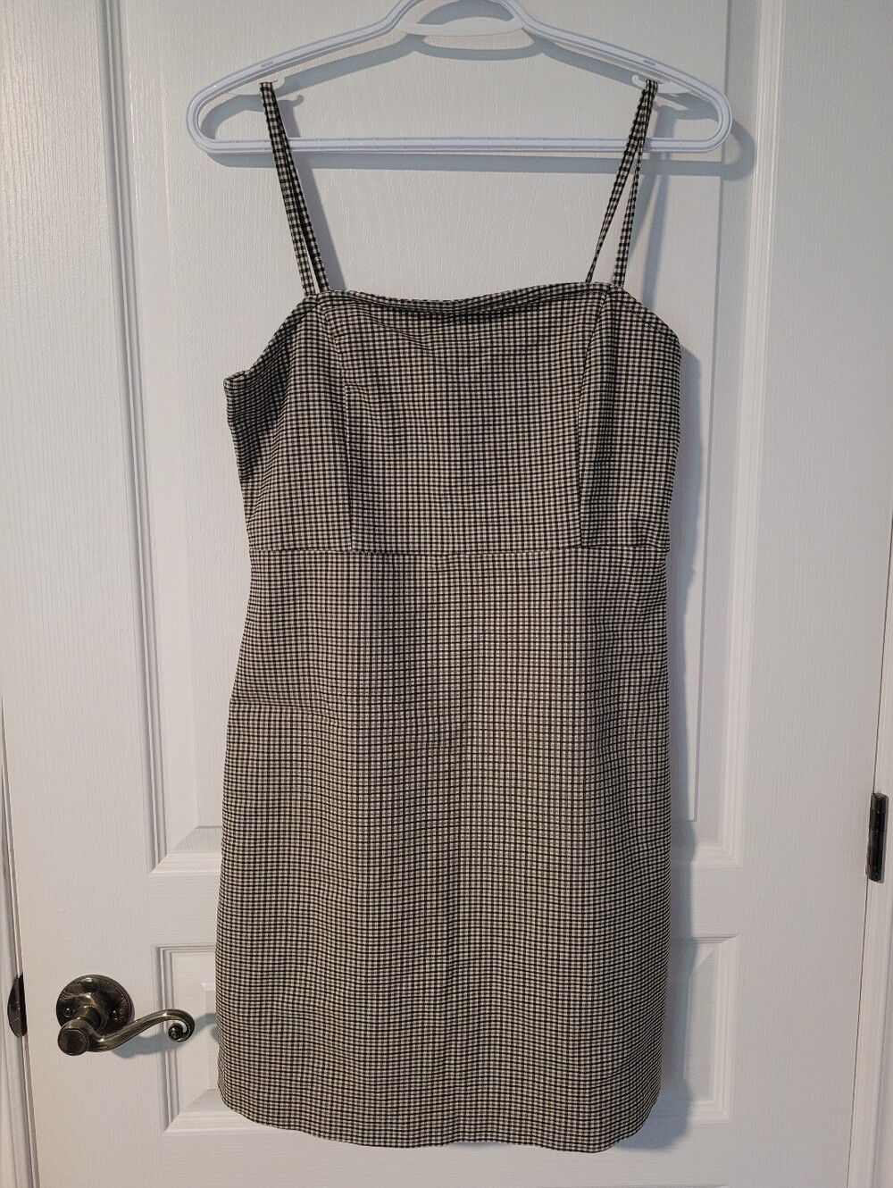 Black and White Gingham Spaghetti Strap Dress